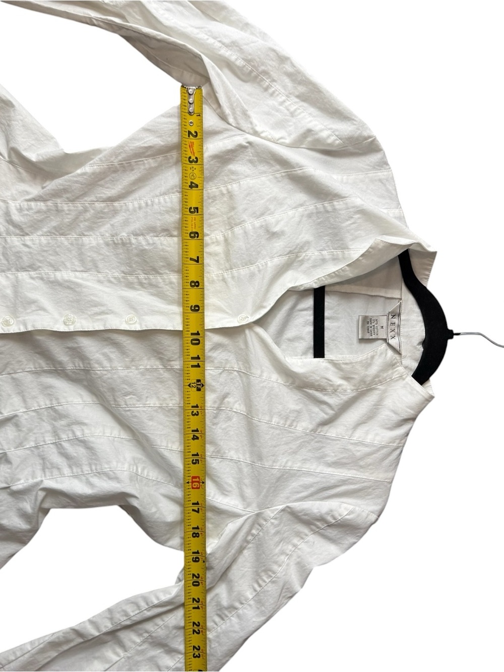 NEXX White Peplum Blouse Bell Sleeve Stretch Cotton Button Front Medium - Picture 7 of 8